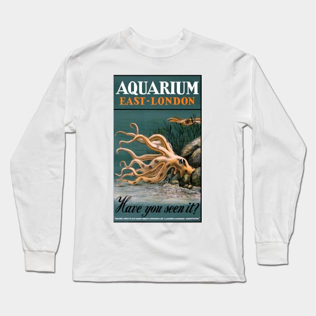 Vintage Travel Poster England London Aquarium Long Sleeve T-Shirt by vintagetreasure